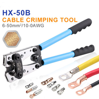 F50 Tube Terminal Crimper Hex Crimp Tools HX-50B Pliers 6-50mm2/AWG 10-0 Multitool Battery Cable Lug Cable Hand Tools