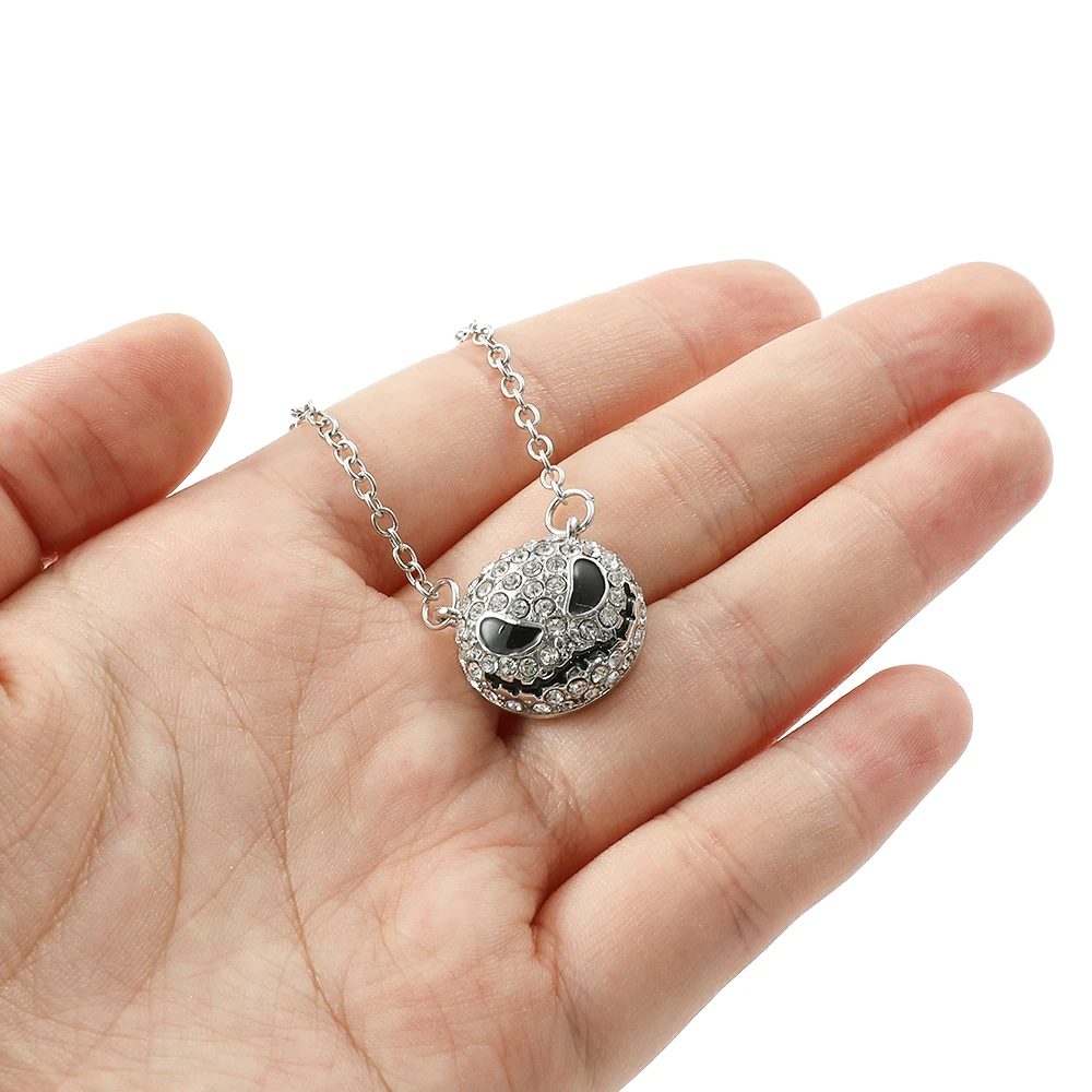 The Nightmare Before Christmas Jack Skellington Jewelry Crystal Sparkling Necklace Pendant Skull Pendant Jewelry