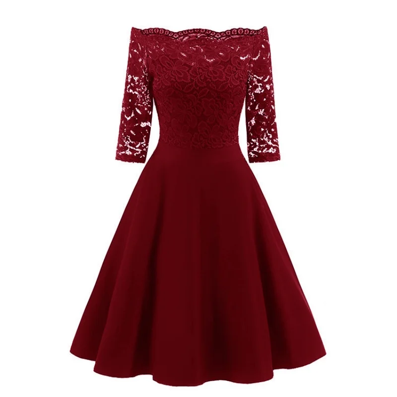

CD-1597#2025 Autumn European Style New Women's Clothing Hot Selling and Explosive One Shoulder Lace Evening Dress Wholesale