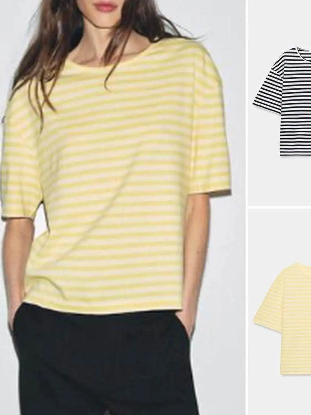 Casual Striped Slim Fit Short Sleeve T-Shirt Women's Citywalk Breathable Moisture Wicking round Neck Regular Length T-Shirt