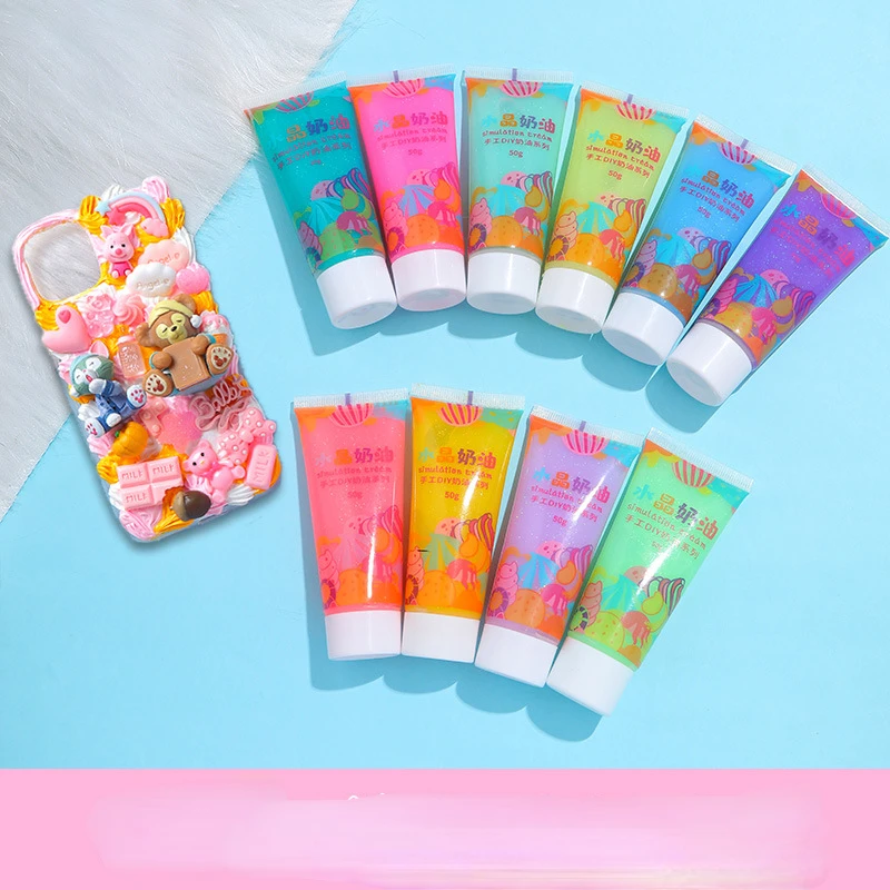 20color Crystal Cream Gel Phone Case DIY Handmade Stationery Box Jelly Crystal Drop Gel Material Bag Accessories