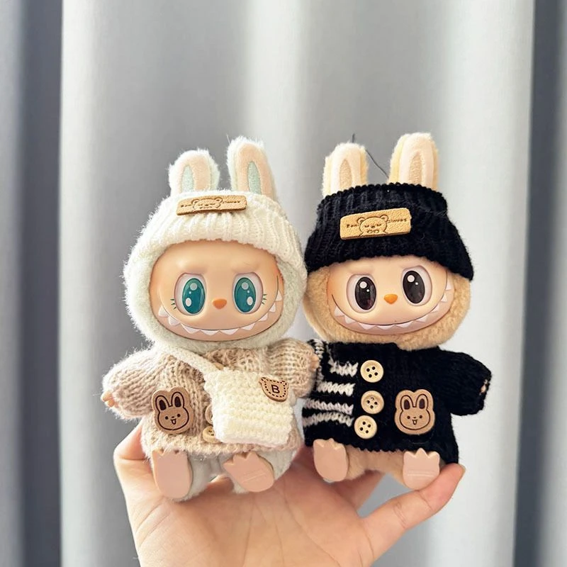 Hot Sale Monsters Labubu Clothes 15-17cm Keychains Outfit Labubu Sitting Party Bear Label Scarf Hat No Doll Accessorie Cute Gift