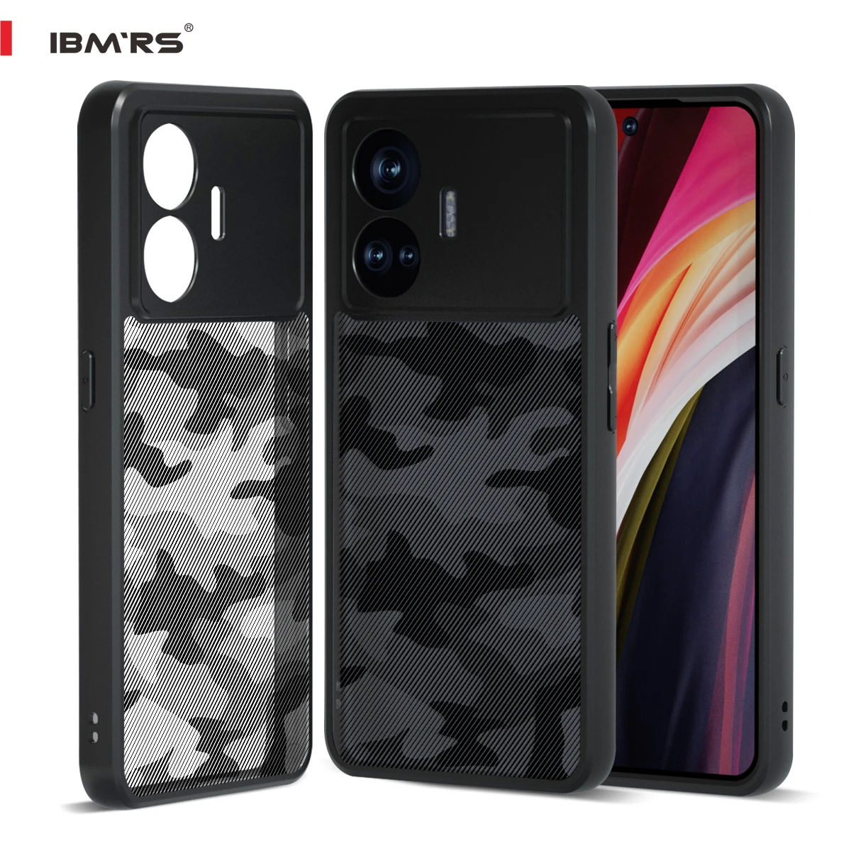 

Clear Hard Back Shockproof Protective Cover, Anti-Scratch Dual Coating, Compatible with Realme GT Neo5 SE Case, Camo Black