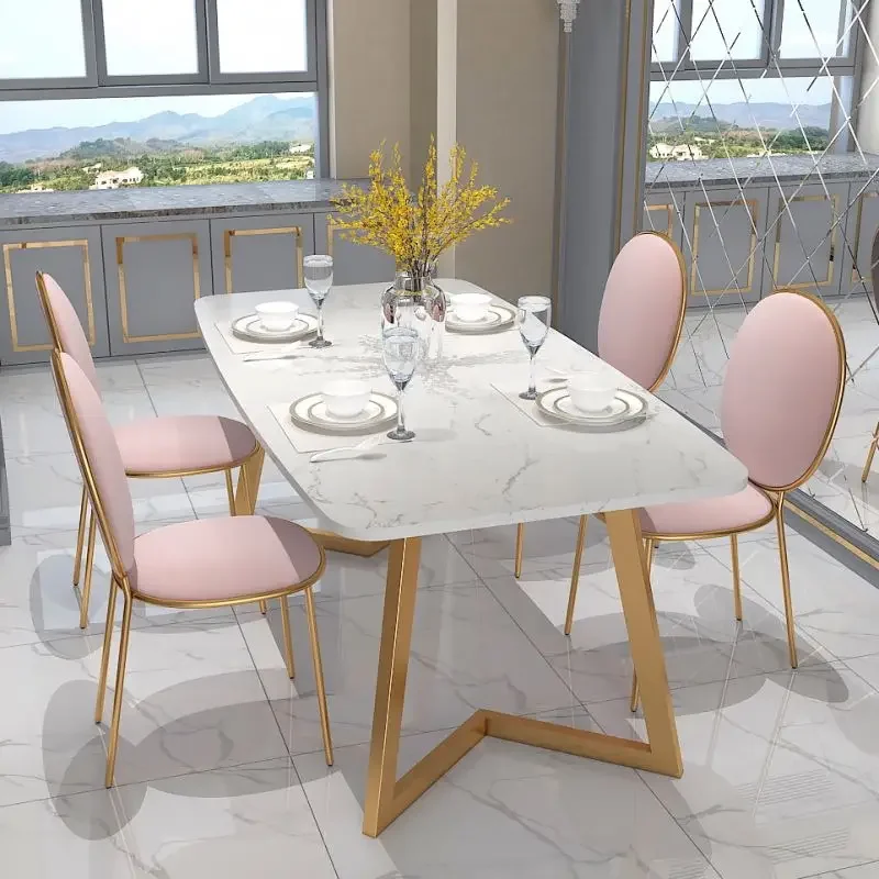 

ABCNordic Style White Marble Dining Table Set Luxury Dining Chairs Modern Kitchen For Dining Room Restaurant
