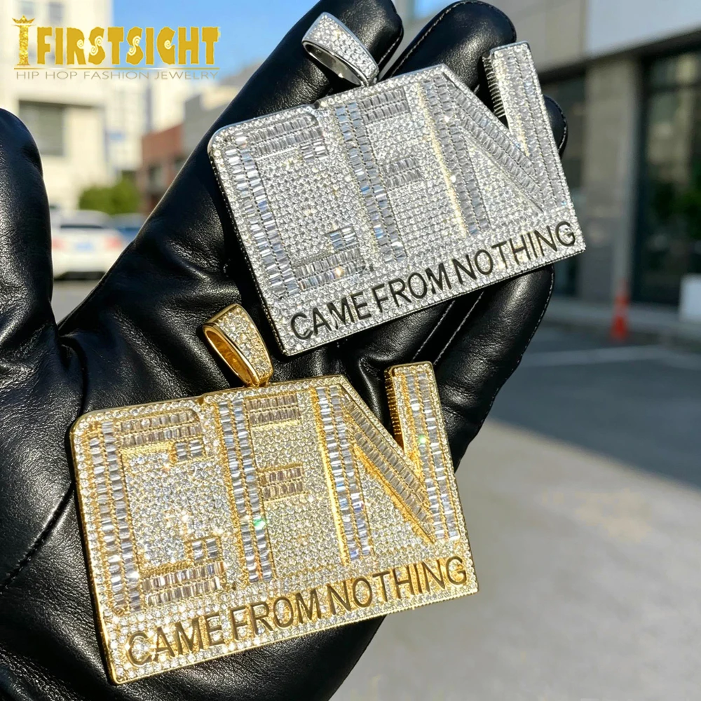 New Iced Out Bling CZ Letter CFN Pendant Necklace Silver Color Full 5A Zircon Came From Nothing Charm Men Fashion Hiphop Jewelry