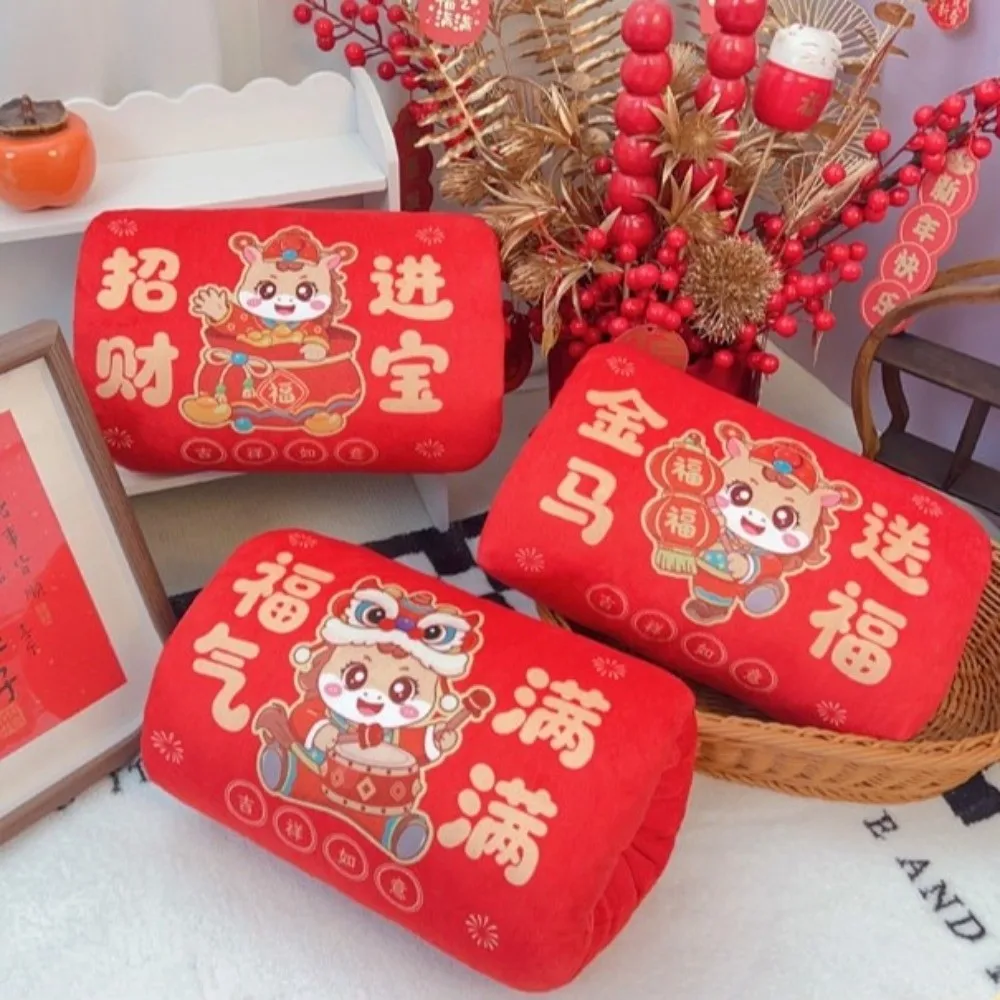 Almohada de mano de peluche de caballo de estilo chino, almohada suave para dormir, relleno de algodón PP de dibujos animados, mascota de caballo de peluche, decoración de dormitorio