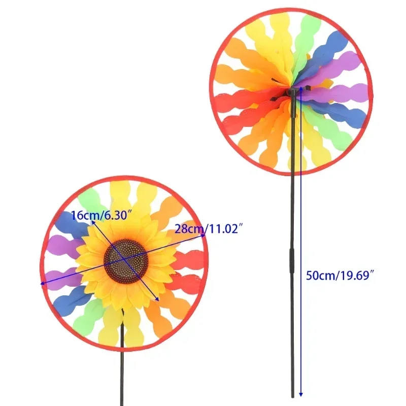 Girassol Windmill for Kids, Girando Vento Spinner, Home Yard, Decoração do jardim, Kinetic Wind Spinners, Fan Pinwheels, Brinquedo das crianças, 10pcs