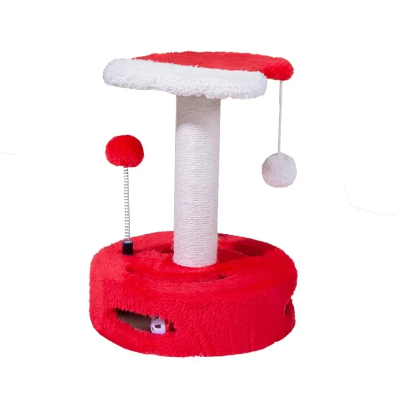

Factory WholesaleCat Tree Christmas-Themed Winter Plush Sisal-Sturdy Cat Climbing Frame and Scratching Post Toy