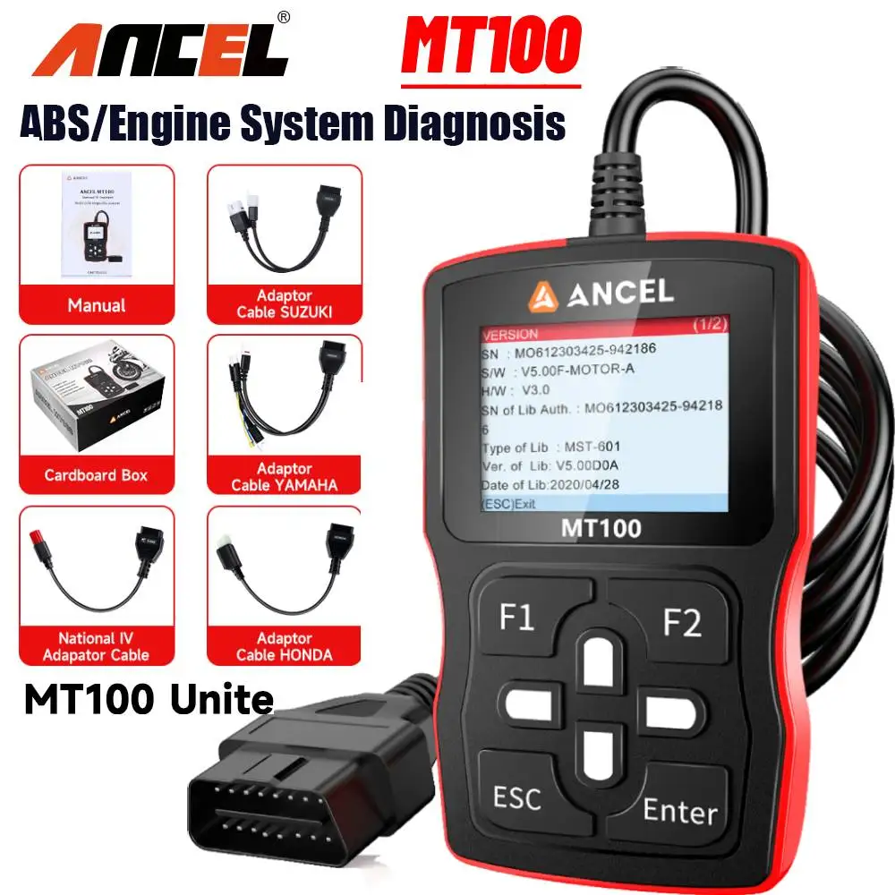 

ANCEL MT100 Motorcycle Diagnostic Tool Motor Engine Check Code Reader OBD2 Motorcycles Scanner Tool for YAMAHA /HONDA/SUZUKI