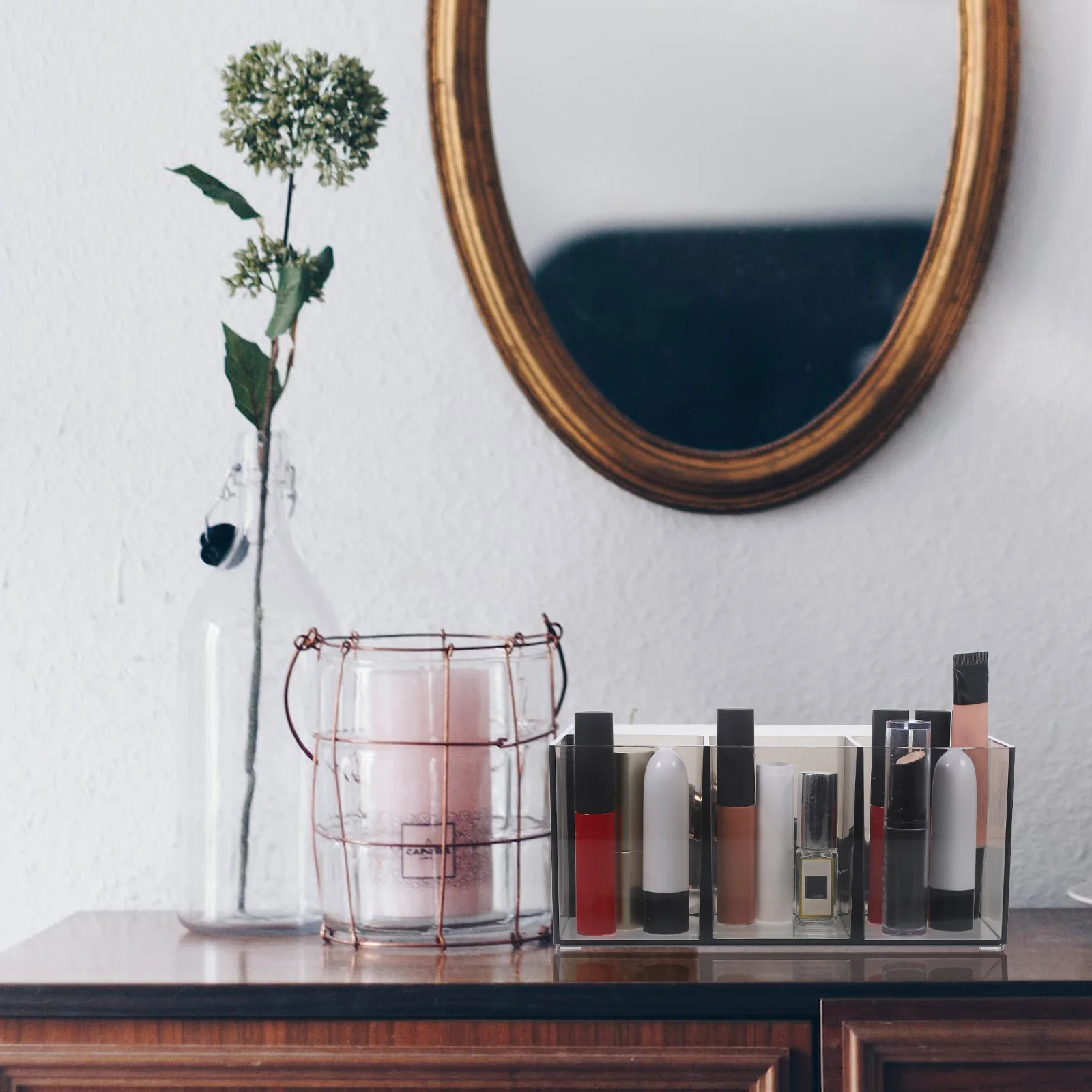 Organizer per pennelli per trucco da tavolo, 4 scomparti, portapenne in acrilico, porta pennelli per trucco, portapenne