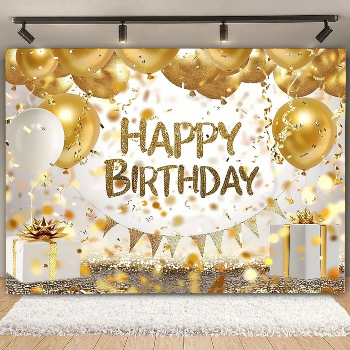 Gold Glitter Blue Birthday Party Backdrop Balloon Star Booth Banner Poster Backdrop Adult Theme Party Decoration Supplies Gifts