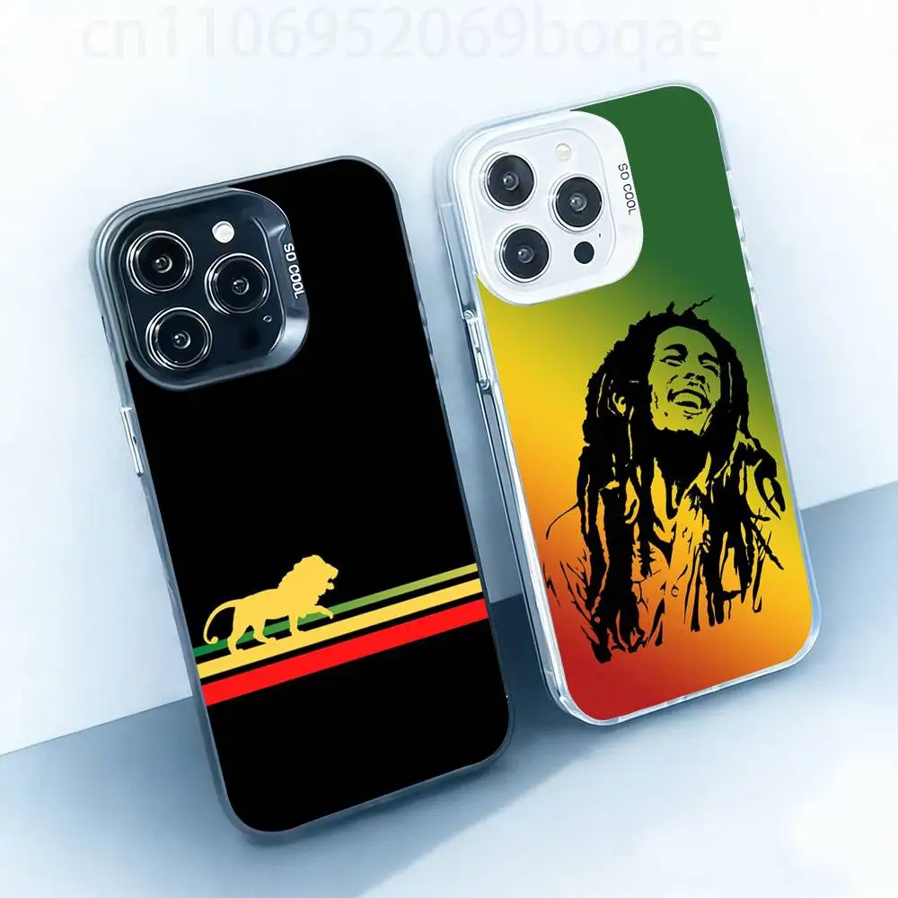 

B-Bob Marley R-Rasta Lion Hard Phone Case for IPhone 17 16 15 14 13 12 11 Pro Max Plus16E X XR XS Max shockproof Full Cover