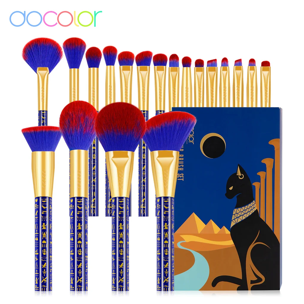 Docolor Makeup Brushes Set 19Pcs Premium Gift Synthetic Powder Foundation Contour Blush Concealer Eye Shadow Liner Make Up Brush