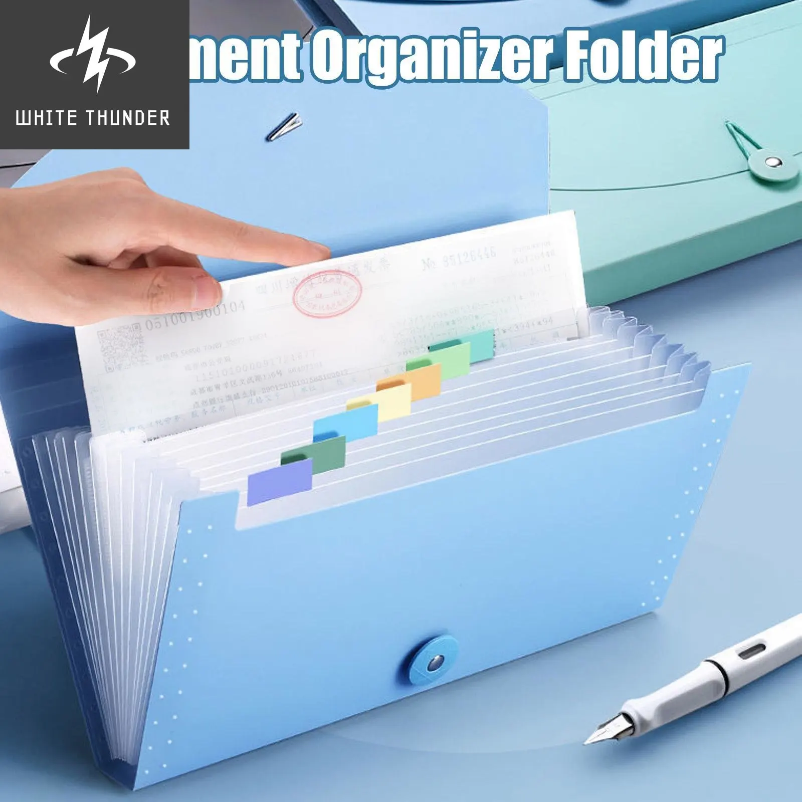13 Grids Portable File Folder Document Bag Expanding Pocket Card Holder Bill Receipt File Sorting Organizer Office Supplies