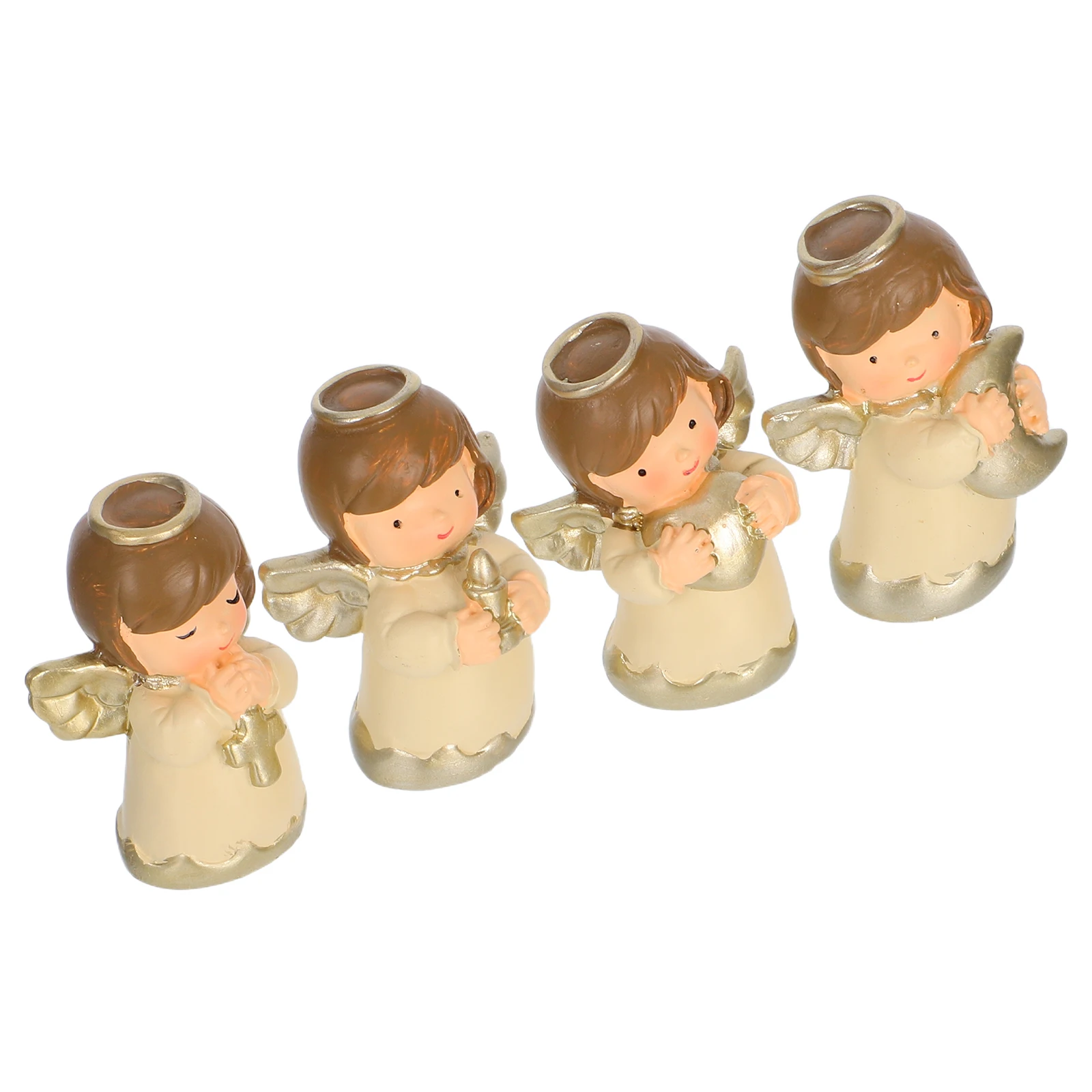 

4pcs Angel Ornaments Resin Craft Adorable Shape Bright Colors Home Decor Bedroom Living Room Car Party Cake