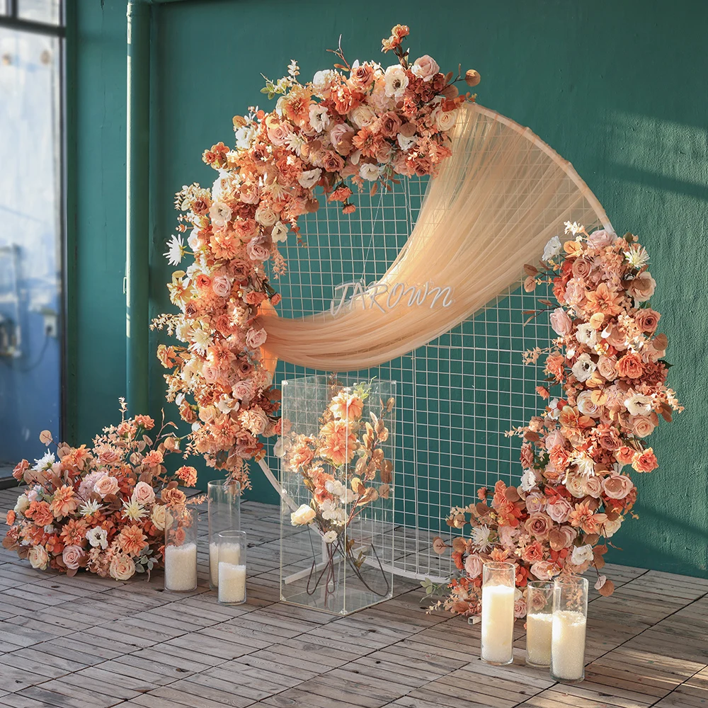 

Customized Wedding Hotel Decoration Props Autumn Colors Artificial Rose Dahlia Flower Arrangement for Event Ceremony Decors