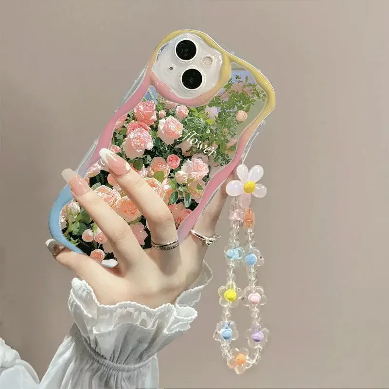 Case For OPPO A79 A78 A58 A38 A18 Reno 11 8Z 7Z 8T 8 7 6 5 4 Pro F11 F9 R15 Pro R17 Find X3 Lite F21 Pro Flower Chain Cover image 6