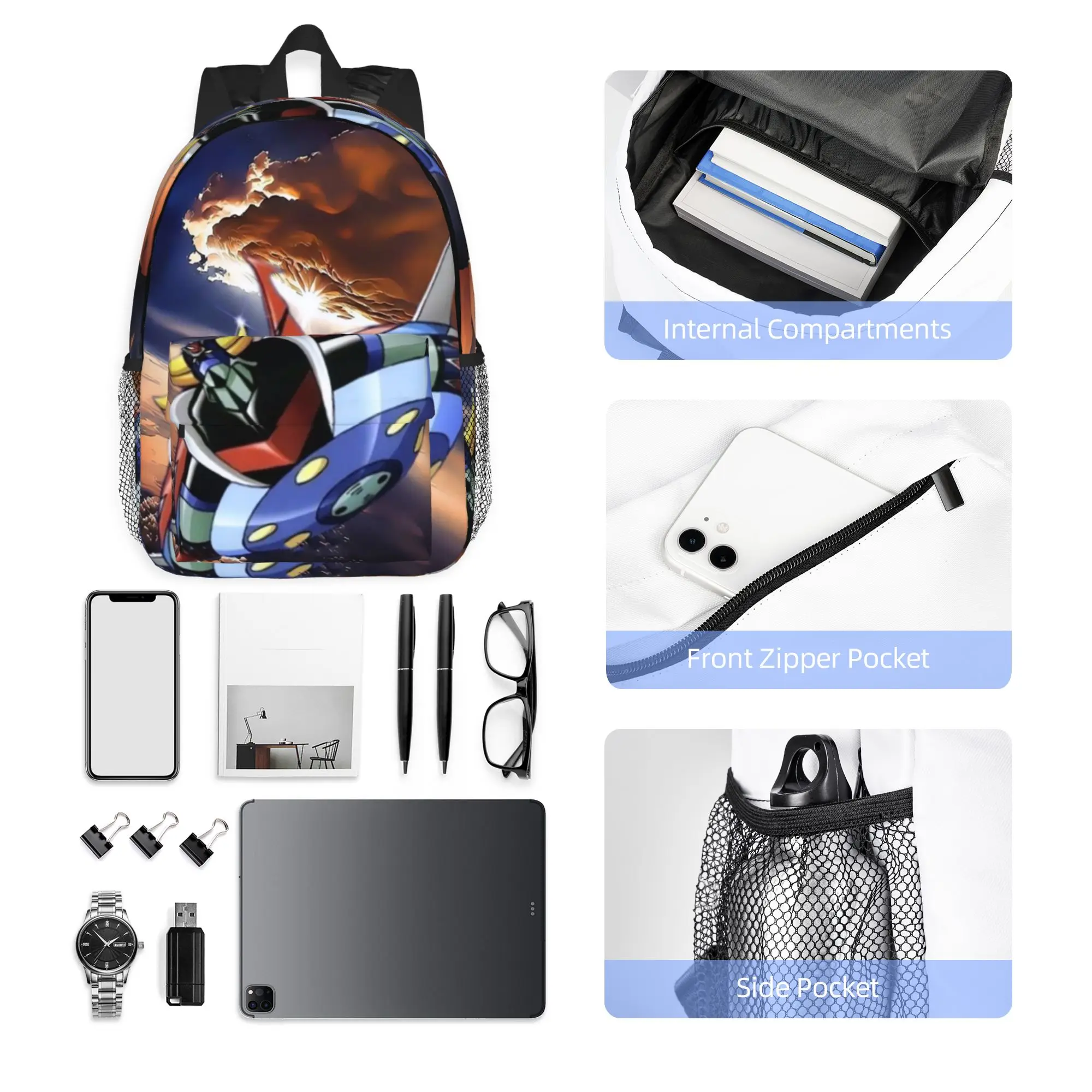 Goldrake Goldorak Anime Mazinger Z UFO Robot Grendizer Backpack Hot Sale Daypack Boys Girls BookBag Shoulder Bags School Bag