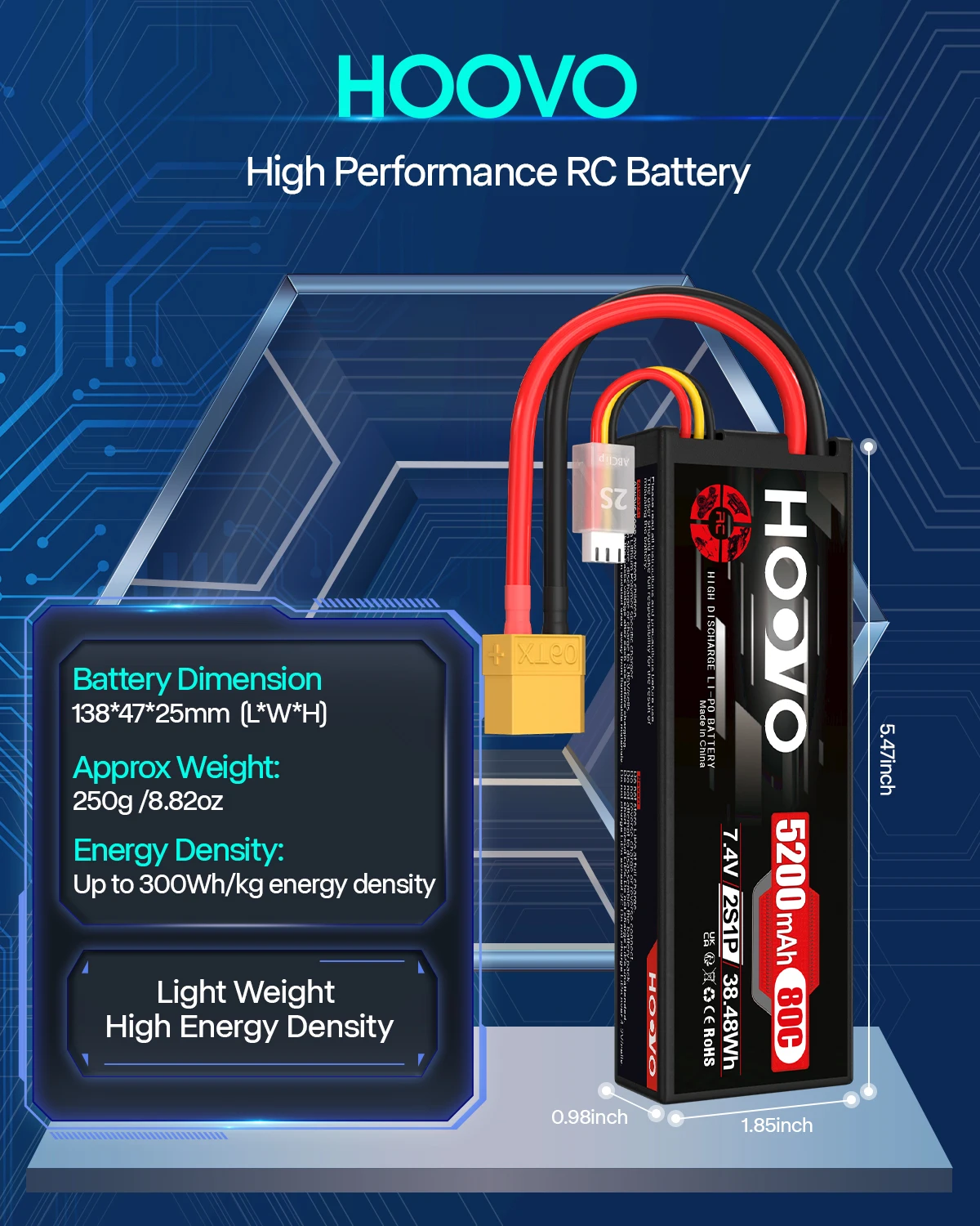 2 قطعة HOOVO 2S 3S 4S 6S RC يبو بطارية 7.4 فولت 11.1 فولت 14.8 فولت 22.2 فولت 5200 مللي أمبير مع T XT60 XT90 EC5 غطاء واقٍ مزخرف لهاتف آيفون/حافظة ل أجزاء لعبة RC