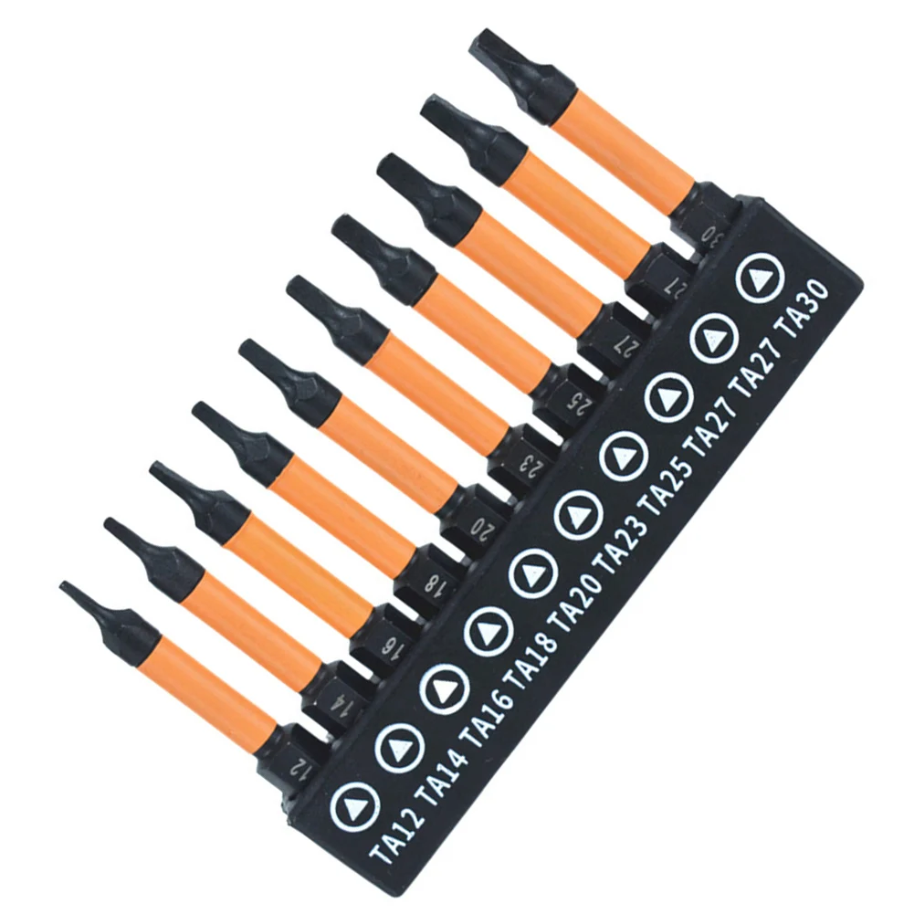 10pcs Alloy Steel Triangular Screw Bits Magnetic Screwdriver Bit Hexagon Shank Anti Slip Triangle Screw Head TA12-TA30