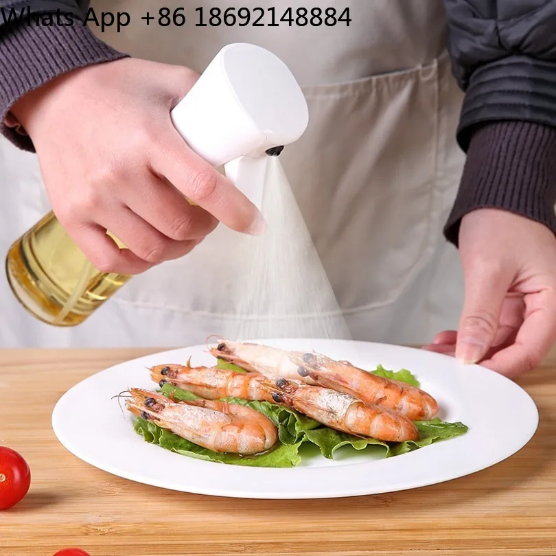 500ml Press‑Type Oil Sprayer Glass Oil Dispenser Bottle Household Kitchen Oil Storage Pot for Air Fryer Cooking