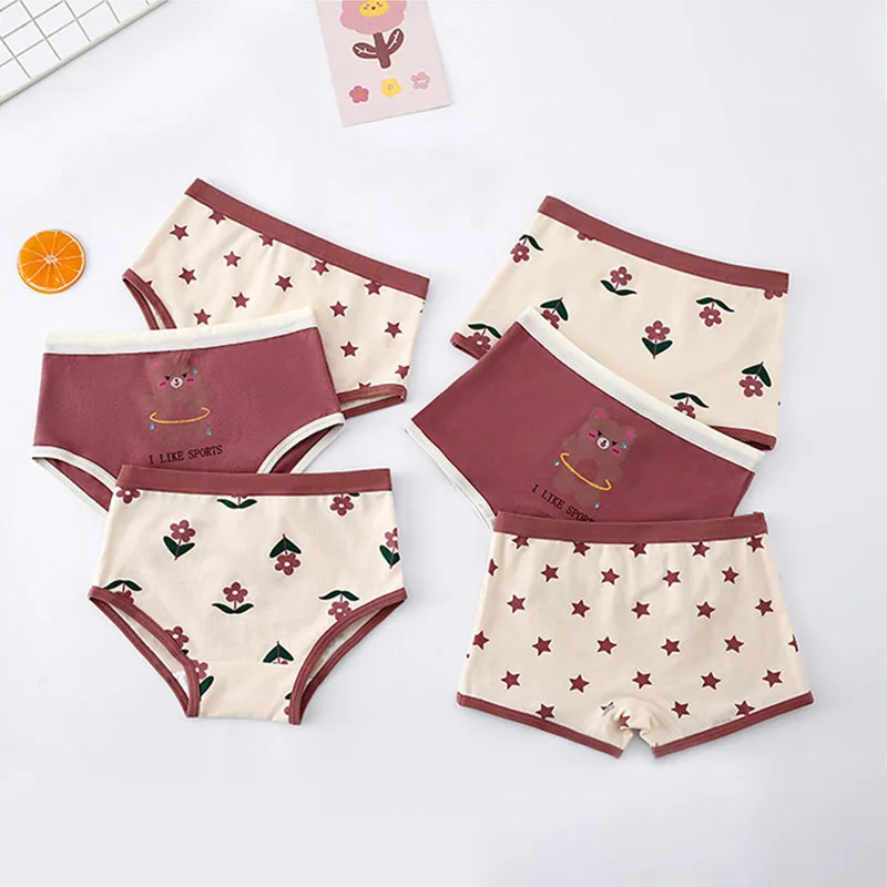 

3Pcs Children Girls Triangle Underpant Boys Boxer Underwear Kids Cotton Underwear Fit 11-14kg Medium Student Short Pants Clothes
