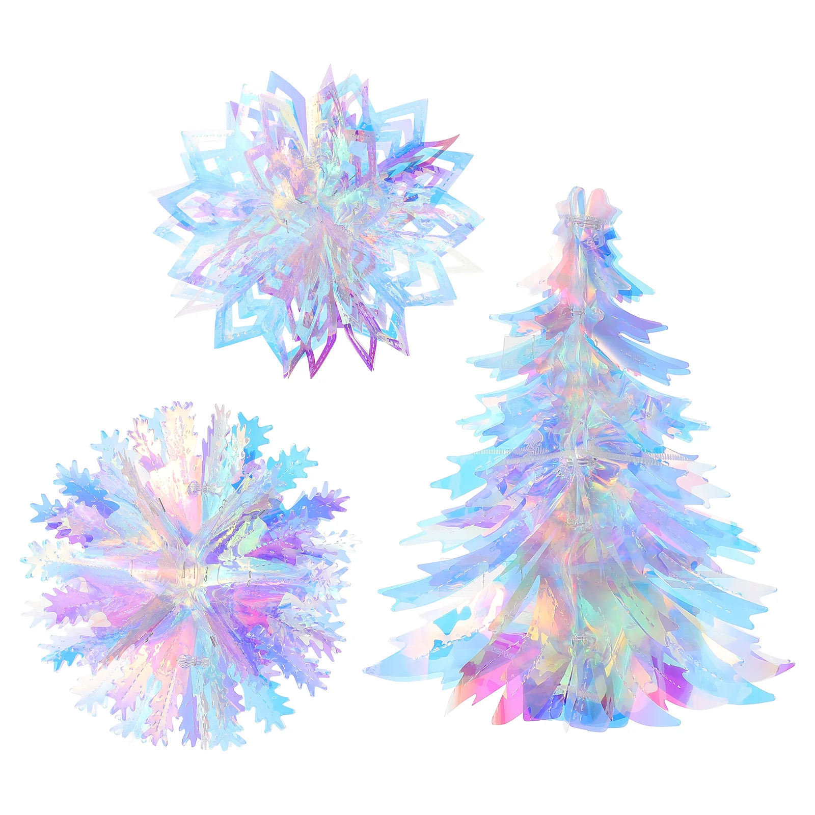 

3Pcs Vibrant Christmas Tree Pendants Iridescent Film Xmas Adornments for Special Occasions Christmas Pendants Xmas Adornments