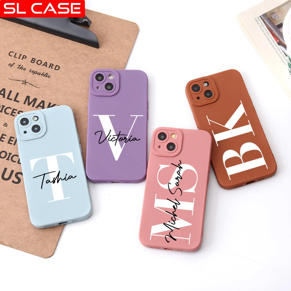 Personalized Custom Name Silicone Phone Case for iPhone 15 14 13 12  11 SE 2020 Plus Cover For iPhone 14 Pro Max Case