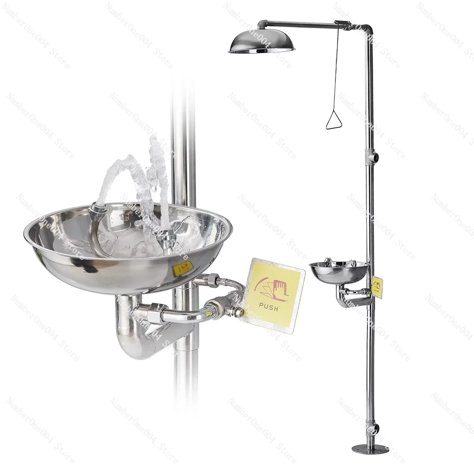 

Shower Eyewash Eye Wash Station Stainless Steel Combination Shower Station Floor Standing Vertical Rain Shower