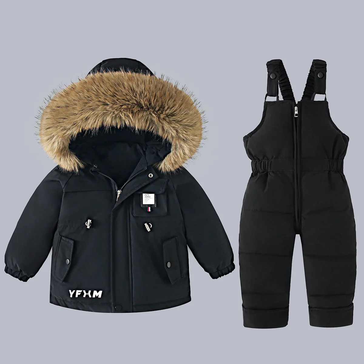 

2pcs Set Children clothing autumn Winter Warm Down Jacket and Jumpsuit for Baby Thicken Jacket for Girls Coat Boys Snowsuit 2-6Y