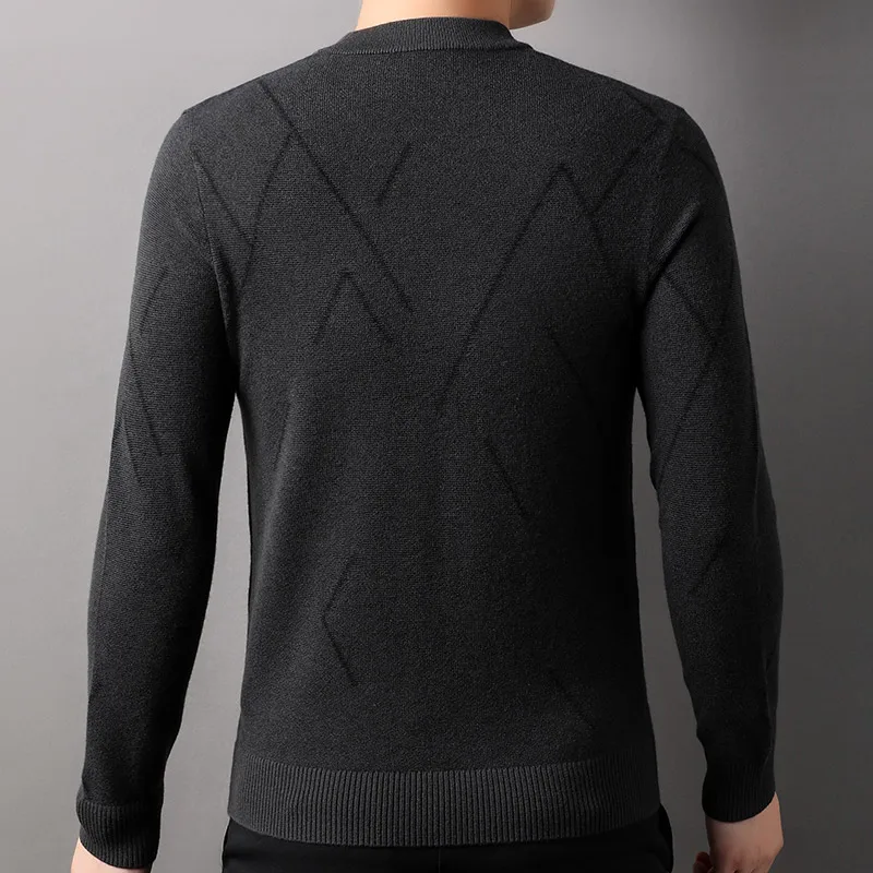 Men's Warm Sweater Long Sleeve Mock Neck Sweater Autumn and Winter Sweaters Male Design Irregular Patterns Pullovers