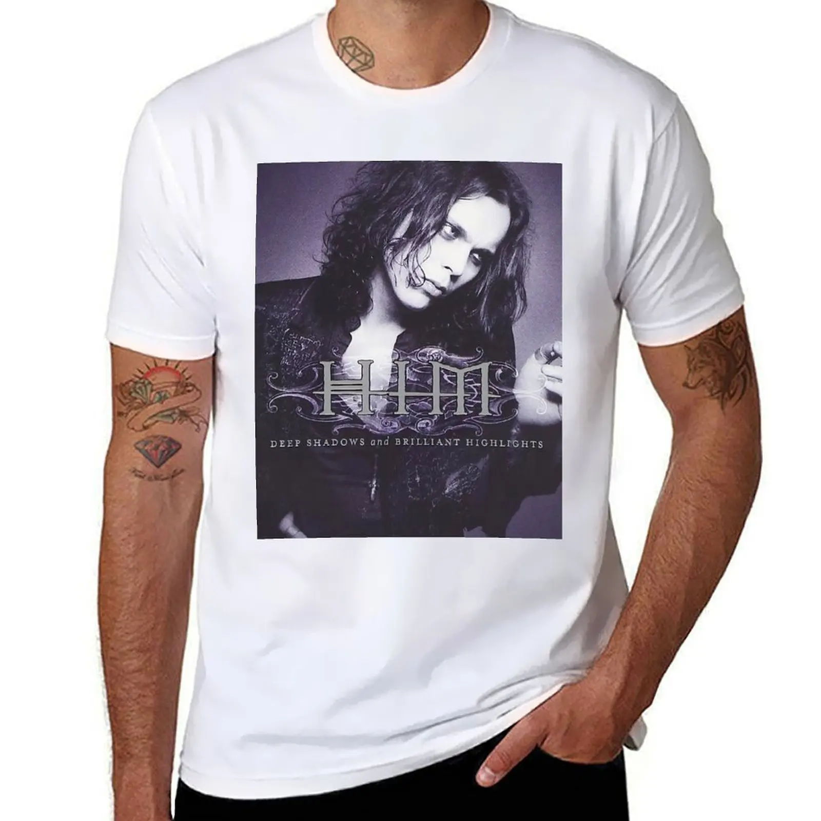 

Him band deep shadows and brilliant highlights cover Heartagram Ville Valo T-Shirt t shirt man cotton t shirts designer T-Shirt