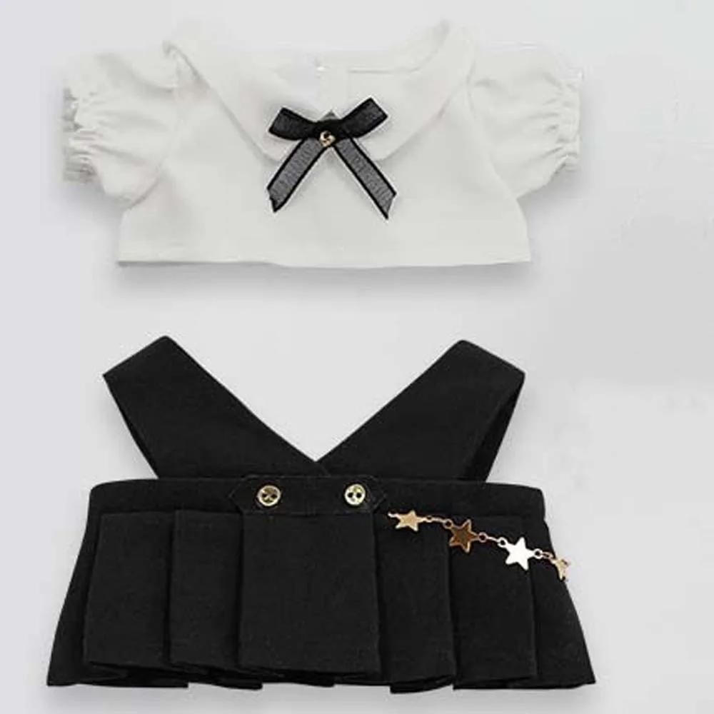 

Fashion T-shirt 20cm Clothes Stuffed Academy Uniform Cotton Outfit Dress Up Mini Clothes Uniform Set Girls Gift