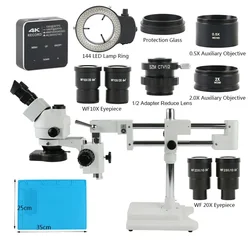 90X 180X Simul-Focal Stereo Microscope Trinocular Microscope  HDMI USB Video Camera 144 LED Ring Light Industrial Repair Kit Set