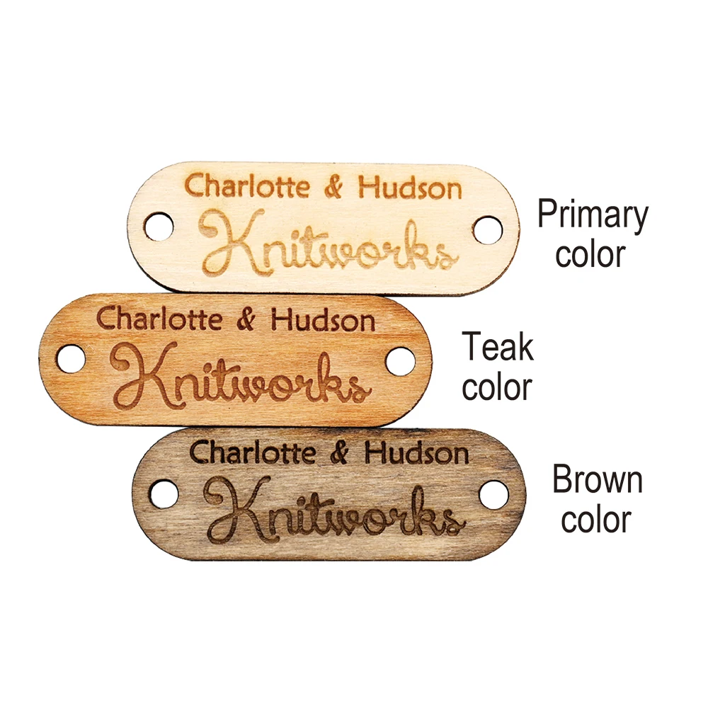 Rectangle Custom Laser Engraved Wood Tag 0.49"x1.97" for Denim Vest, Jean Jacket – Rustic Wood Tag for Clothing Brand view 6