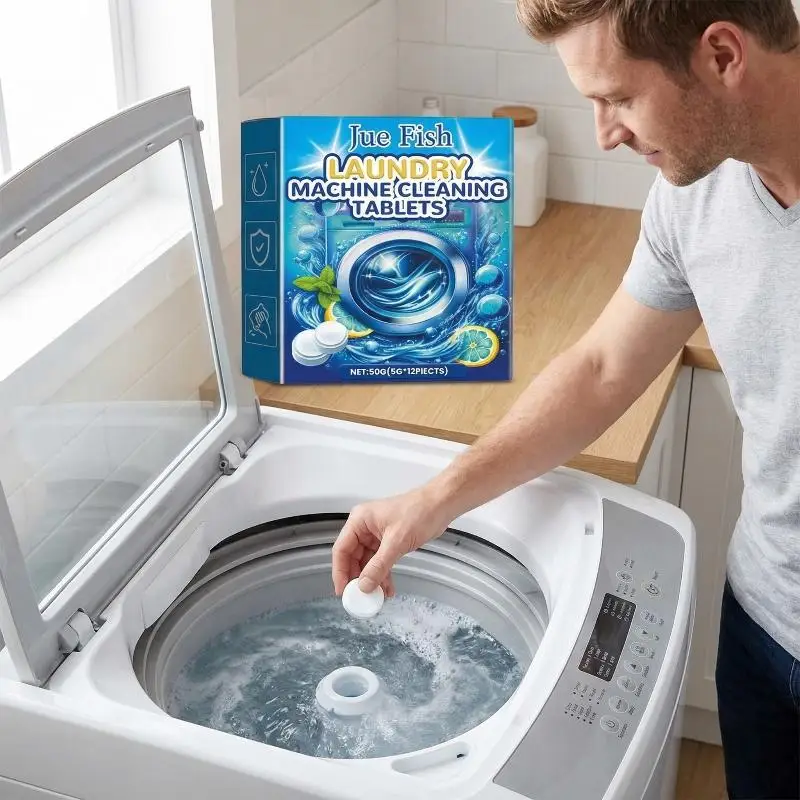 

Таблетки для удаления запаха из стиральных машин, 12 шт., шипучие, глубоко очищающие, для ежедневного использования, безопасны для всех стиральных машин