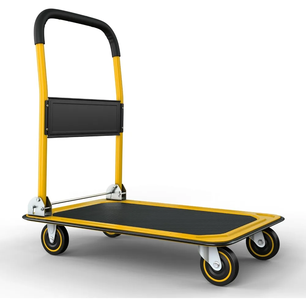 

Upgraded Foldable Push Cart Dolly | 330 lbs. Capacity Moving Platform Hand Truck | Heavy Duty Space Saving Collapsible