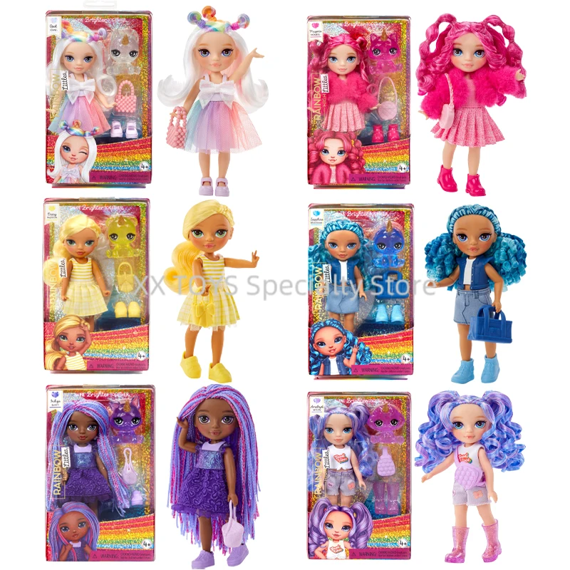 Rainbow High Littles 5,5 inch beweegbare kleine pop met portemonnee en huisdieraccessoire Opal Raine Fashion Collectible Doll Girl Gifts