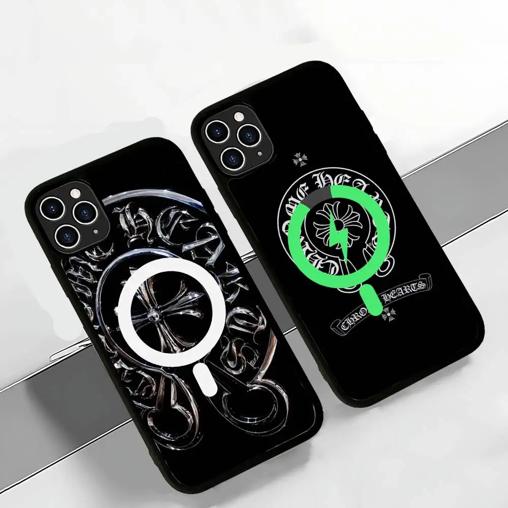 حافظة هاتف كلاسيكية فاخرة C-ChromeS H-Heart حافظة مغناطيسية حافظة هاتف Magsafe لهاتف آيفون 17 Air 16 Pro Max 15 14 13 #2