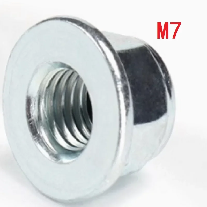 M7 Pitch 1.0 มม. น็อตหน้าแปลนหกเหลี่ยมชุบสังกะสี