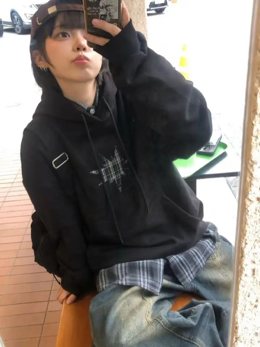 

Onalippa 2022, толстовка с принтом американской звезды, свободная осенне-зимняя винтажная универсальная новая куртка с капюшоном и длинными рукавами, нишевый топ