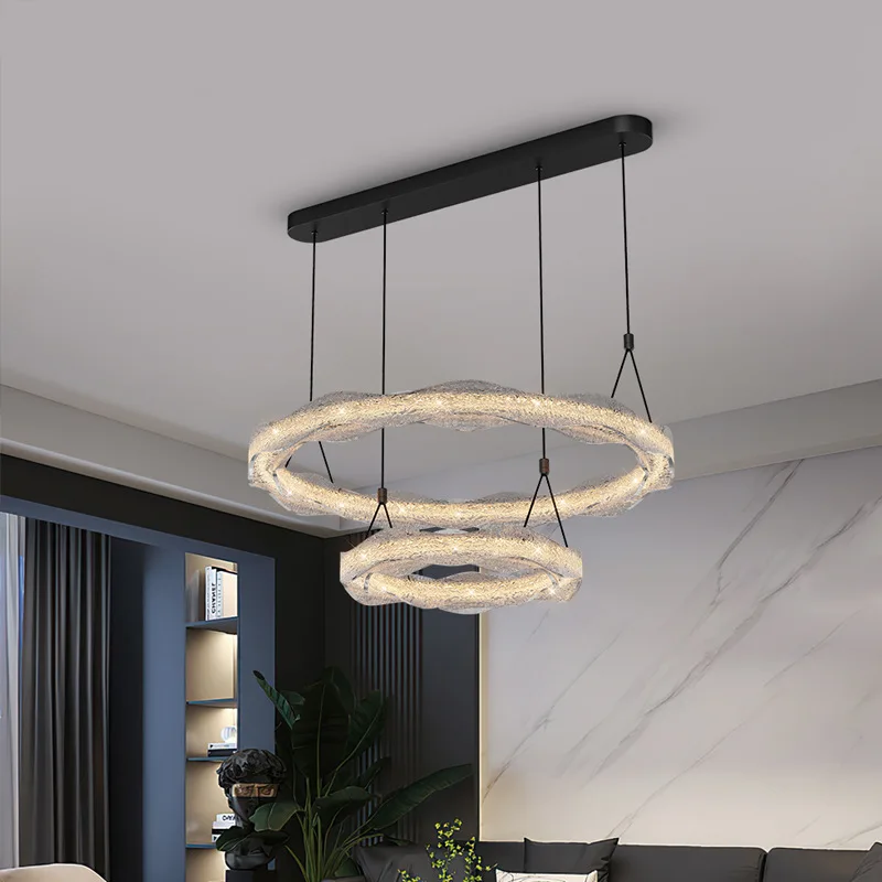 

Full spectrum ocean wave resin living room chandelier led Italian light luxury high sense ring resin hall main light restaurant