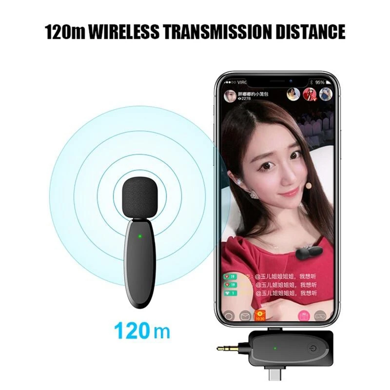 3 In 1 Wireless Lavalier Microphone With Audio Monitor Function Vlog Mic For Iphone Android Computer Camera