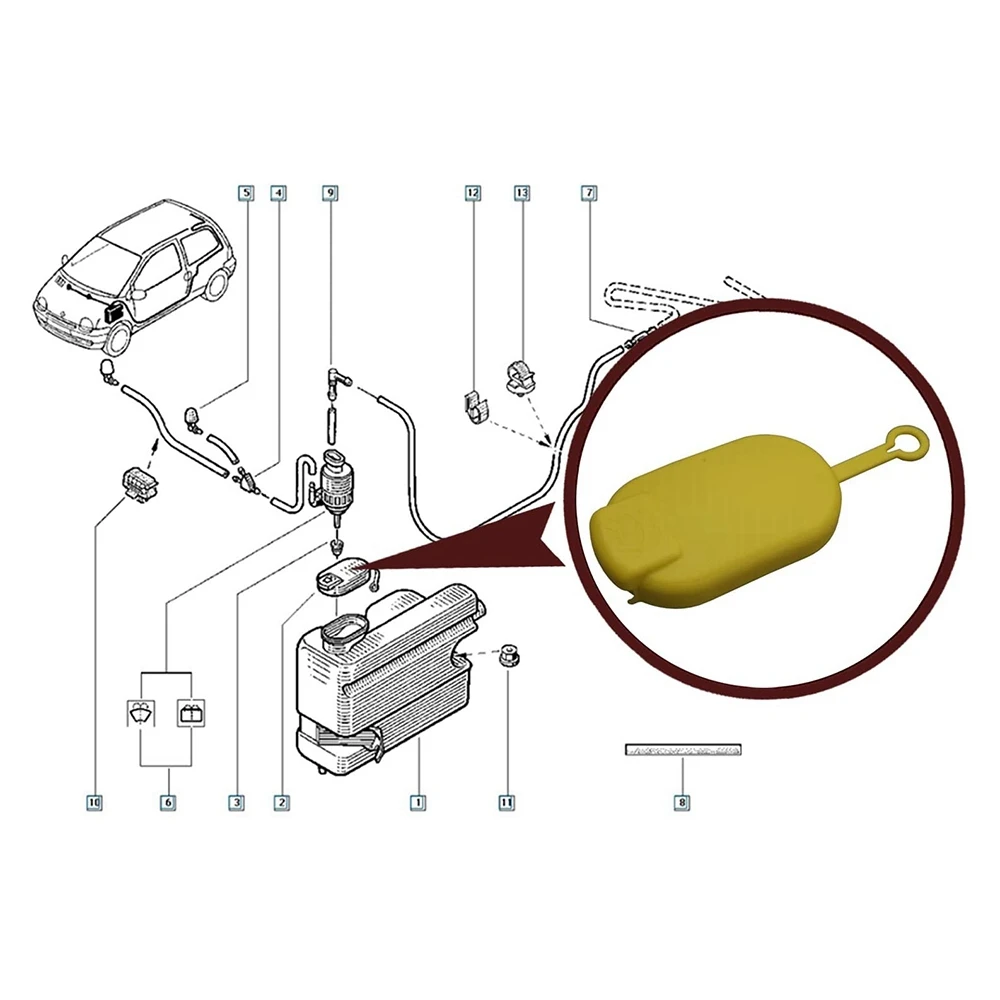 Auto Ruitensproeier Vloeistofreservoir Dop Tank 7700411279 8200226894 Voor Schilderachtige Kangoo