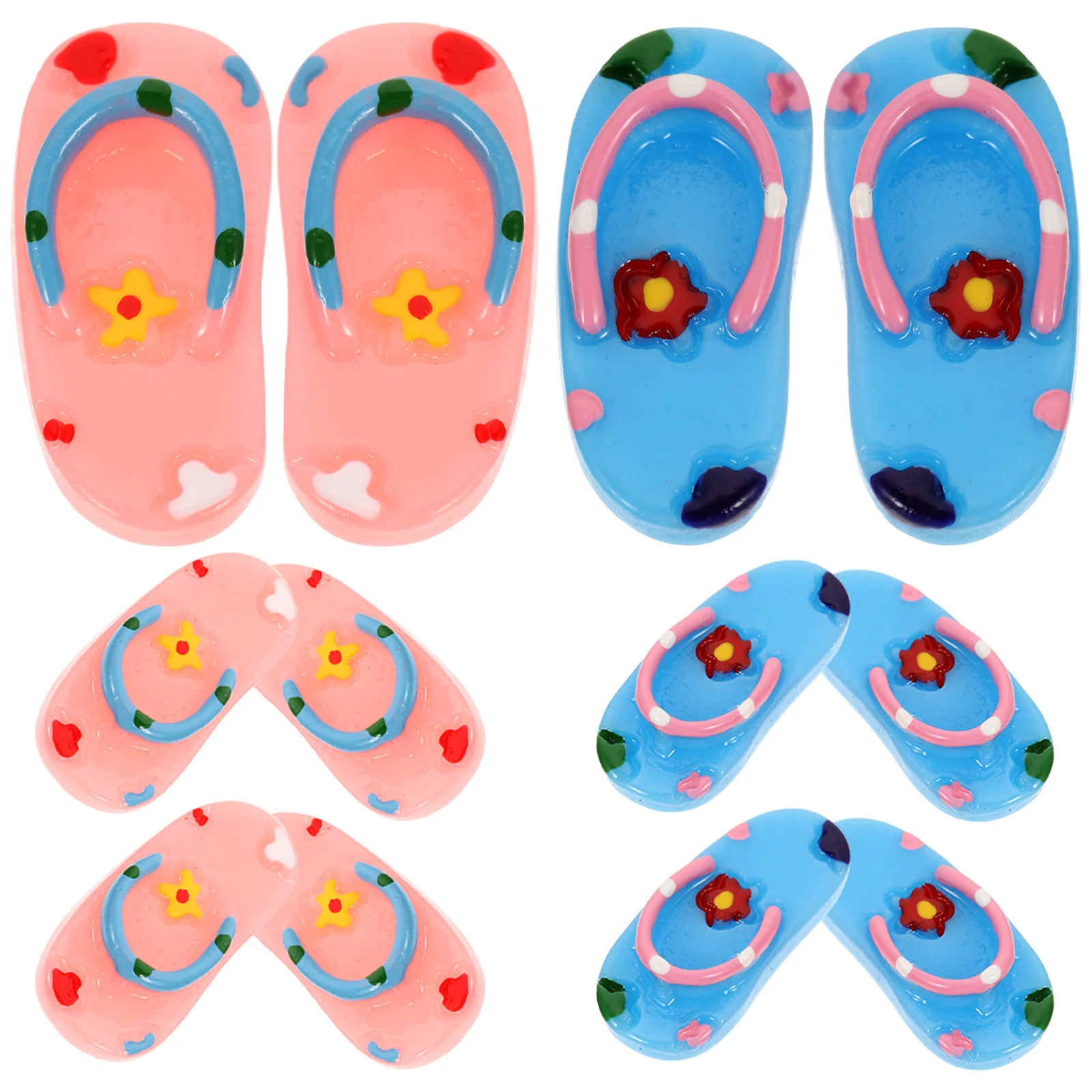

6 Pairs Beach Hawaiian Ornaments Mini Tiny Miniatures Party Decorations Summer Slipper