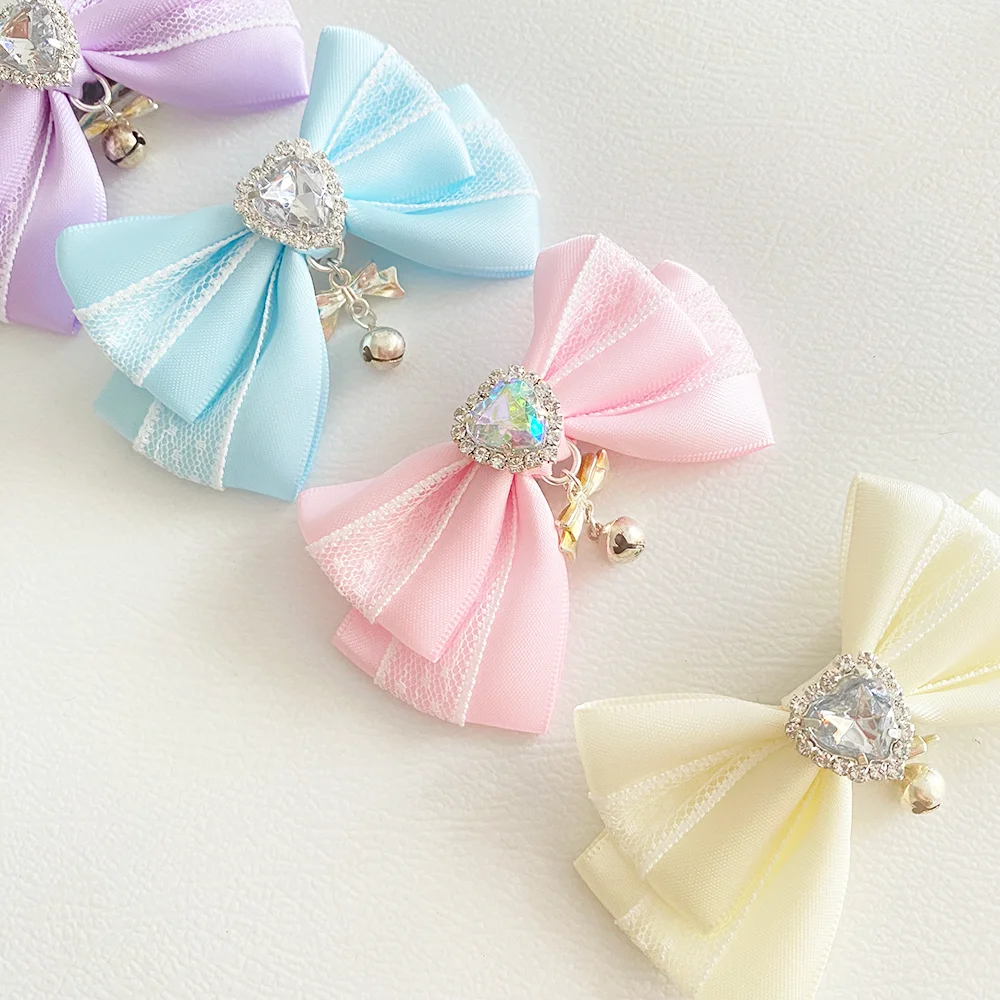 

【 1pair】hair hooks girl lolita hair bow girls item y2k accessories hair barrette lace Hair decoration Ribbon lace heart goth