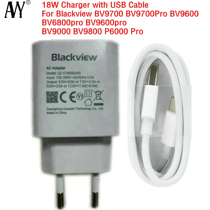 Power Adapter For Original Blackview BV9700 Pro BV9600 BV6800 BV9000 BV9800 P6000 Pro EU Travel Charger Plug USB Type C Cable