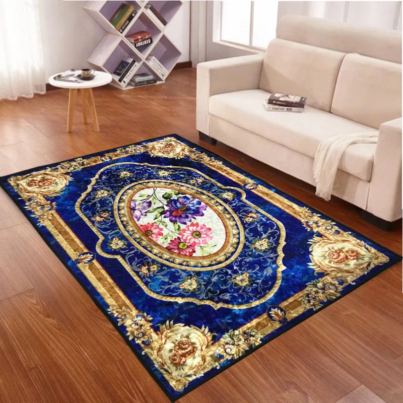 

Golden Diamond Velvet Luxury Carpet Living Room Bedroom Bedside Rugs European Style Hallway Home Decor Carpets Entrance Door Mat