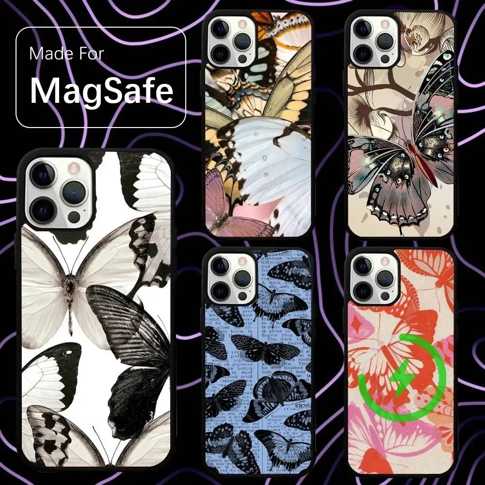 

Drawing Butterfly Art Phone Case For iPhone 17,16,15,14,13,12,11,Pro,Max,Plus,Mini,SE,Air Magsafe Magnetic Wireless Charging