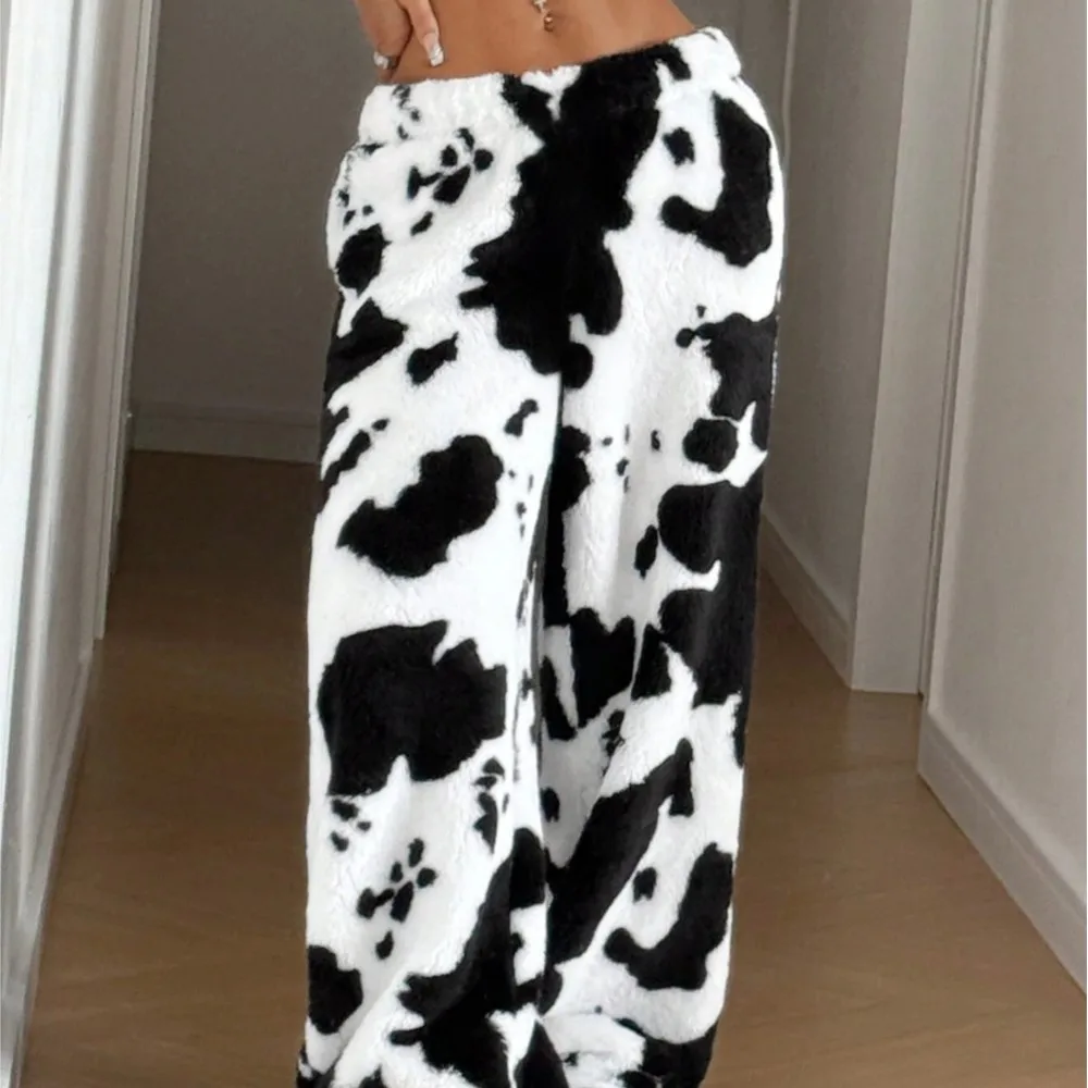 

Женские свободные флисовые повседневные брюки с принтом, контрастные, повседневные, простые, стильные, универсальные, сохраняющие тепло, модные, модные